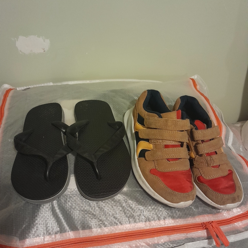 Gymboree Kids Brown and Red Velcro Sneakers
